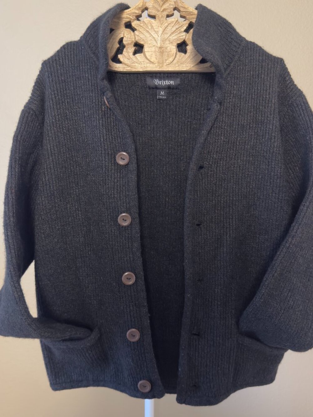 Brixton Charcoal Gray Chunky Grandpa Sweater